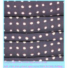 60s Printed White Dots Rayon Stoff für Damenbekleidung